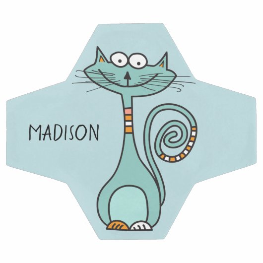 Funny Cat, aangepaste naam en voetbal in kleur (Enkel)