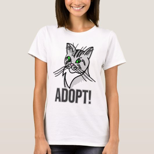 Funny Cat Adopt T-shirt (Voorkant)