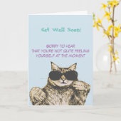 Funny Cat Afbeelding komt goed Kaart (Gele Bloem)