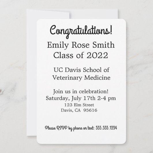 Funny Cat Afstuderen Aankondiging of Afstudeerder  (Achterkant)