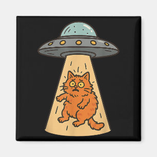 Funny Cat Alien Abduction UFO Ruimteschip Kat Sci Magneet