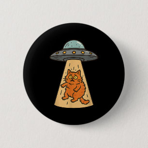 Funny Cat Alien Abduction UFO Ruimteschip Kat Sci Ronde Button 5,7 Cm