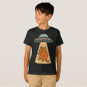 Funny Cat Alien Abduction UFO Ruimteschip Kat Sci T-shirt (Voorkant volledig)