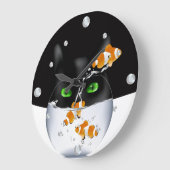 Funny Cat and Clownfish Wall Clock Grote Klok (Hoek)