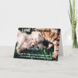 Funny Cat and Dog Birthday Card Kaart