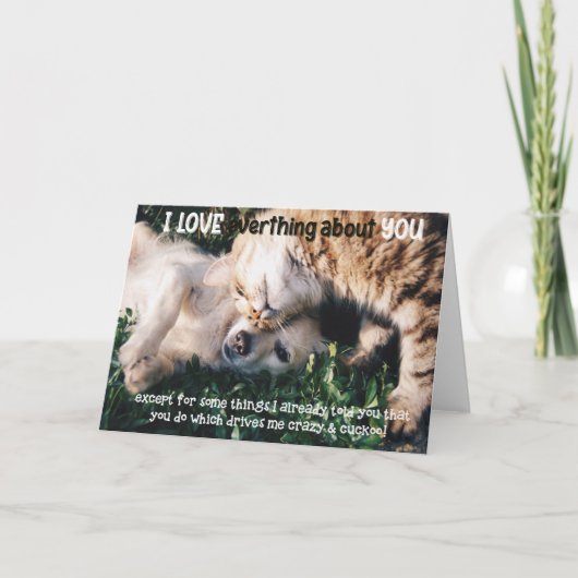 Funny Cat and Dog Birthday Card Kaart (Voorkant)