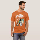 Funny Cat and Dog Camping with Friends Caravan fri T-shirt (Voorkant volledig)