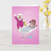 Funny Cat and Dog Celebrating Samen Kaart (Gele Bloem)