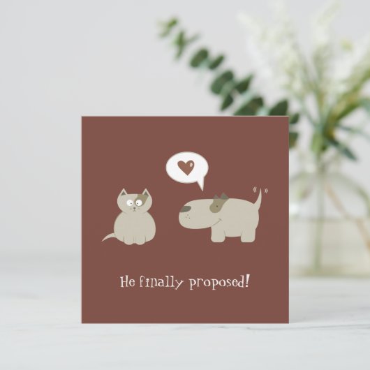 Funny Cat and Dog Save the Date Calls (Staand voorkant)