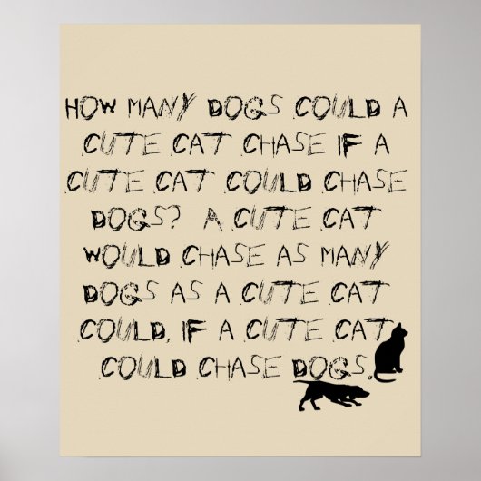 Funny Cat and Dog Tongue Twister Poster (Voorkant)