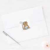 Funny Cat and Fish Conversation Vierkante Sticker (Envelop)