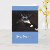 Funny Cat and Guitar Cancer Support Kaart (Gele Bloem)