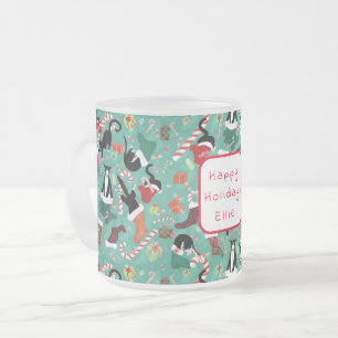 Funny Cat and Kerstmis Stocking Matglas Koffiemok