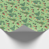 Funny Cat and Kerstmis Trouble Green Cadeaupapier (Hoek)