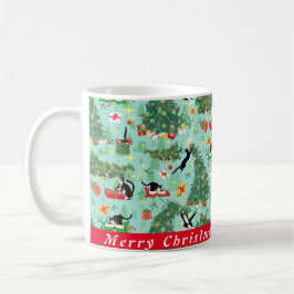 Funny Cat and Kersttree Custom Coffee Mok