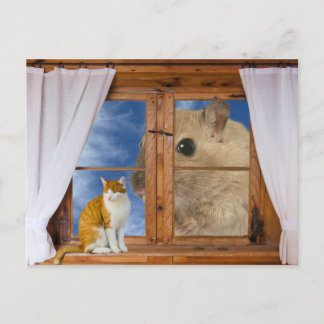 Funny Cat and Mouse Briefkaart