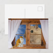 Funny Cat and Mouse Briefkaart (Voorkant / Achterkant)