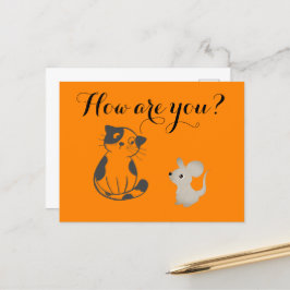 Funny Cat and Mouse Briefkaart – Speels huisdieron