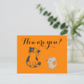 Funny Cat and Mouse Briefkaart – Speels huisdieron (Staand voorkant)