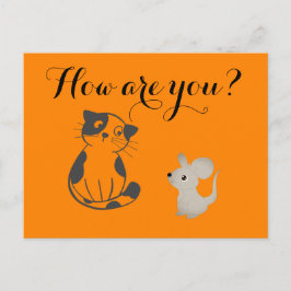 Funny Cat and Mouse Briefkaart – Speels huisdieron