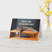 Funny Cat and TV Vaderdag Kaart (Gele Bloem)