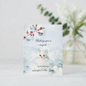 Funny Cat Angel kerst nieuwjaarskaart Feestdagenkaart (Staand voorkant)