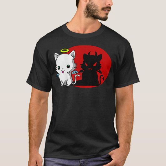 Funny Cat Angel Outside Devil Inside Comic Shirt (Voorkant)
