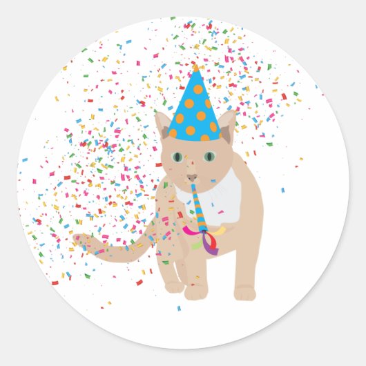 Funny Cat Animals met een partij Ronde Sticker (Voorkant)
