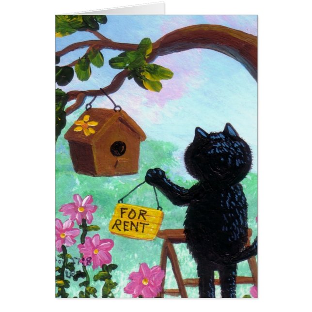 Funny Cat Art Birdhouse Cartoon Creationarts LRA (Voorkant)