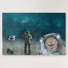 Funny Cat Astronaut in de ruimte Legpuzzel