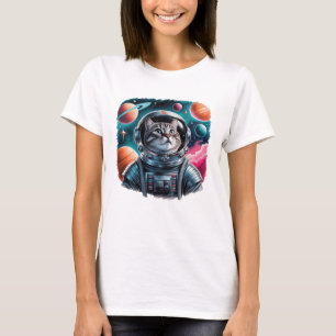 Funny Cat Astronaut in de ruimte T-shirt