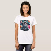 Funny Cat Astronaut in de ruimte T-shirt (Voorkant volledig)