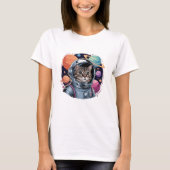 Funny Cat Astronaut in de ruimte T-shirt (Voorkant)
