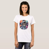 Funny Cat Astronaut in de ruimte T-shirt (Voorkant volledig)