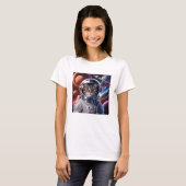Funny Cat Astronaut in de ruimte T-shirt (Voorkant volledig)
