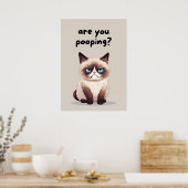 Funny Cat Badkamer Humor Poster (Keuken)