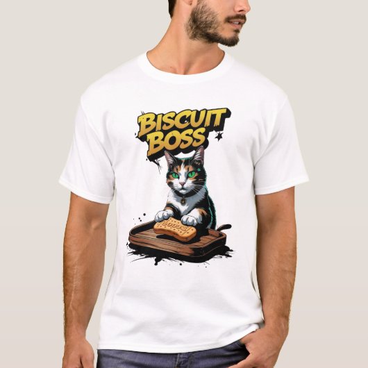 Funny Cat Bakery Biscuit Boss T-shirt (Voorkant)