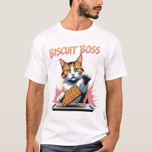 Funny Cat Bakery Biscuit Boss T-shirt (Voorkant)