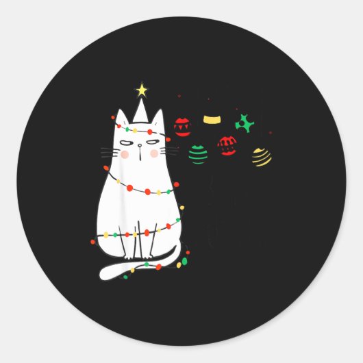 Funny Cat Ball Buster Christmas Humor  Ronde Sticker (Voorkant)