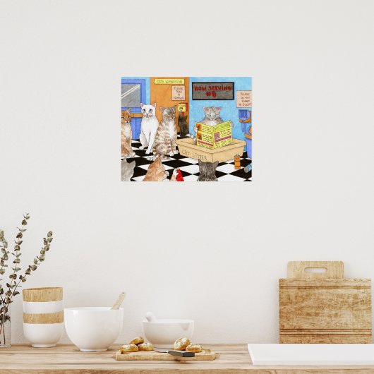 Funny Cat Bathroom 522 Poster (Keuken)