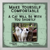 Funny Cat Bathroom Wall Art Custom Photo Name Poster (Voorkant)