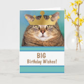 Funny Cat Big Birthday wil Kaart (Gele Bloem)