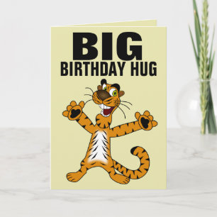 FUNNY CAT BIG HUG BIRTHDAY WENSKAARTEN KAART