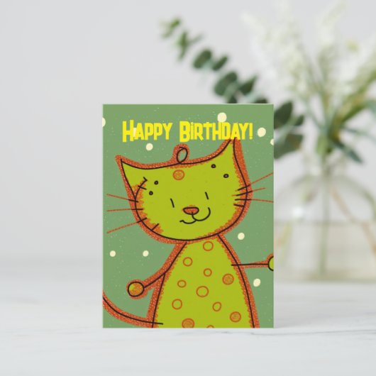 Funny Cat Birthday Briefkaart for Cat Lovers (Staand voorkant)