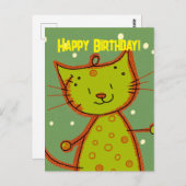 Funny Cat Birthday Briefkaart for Cat Lovers (Voorkant / Achterkant)