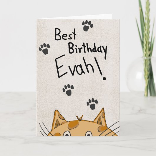 Funny Cat Birthday Card, From the Cat Kaart (Voorkant)
