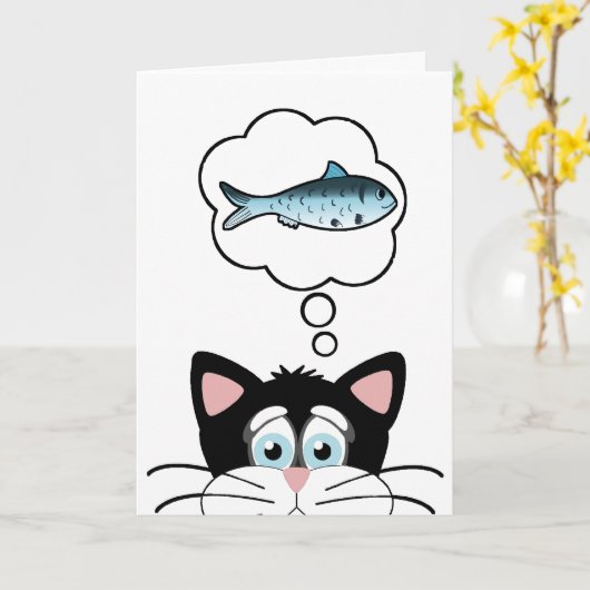 Funny Cat Birthday Card Kaart (Gele Bloem)