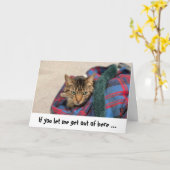 Funny Cat Birthday Card Kaart (Gele Bloem)