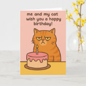 Funny cat birthday card  kaart (Gele Bloem)