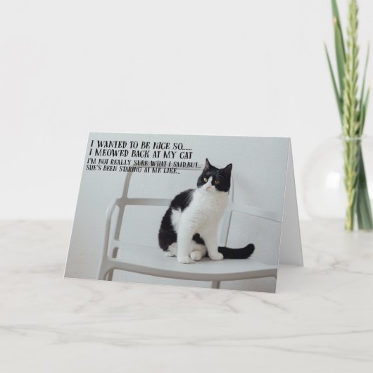 Funny Cat Birthday Greeting Card Kaart (Voorkant)